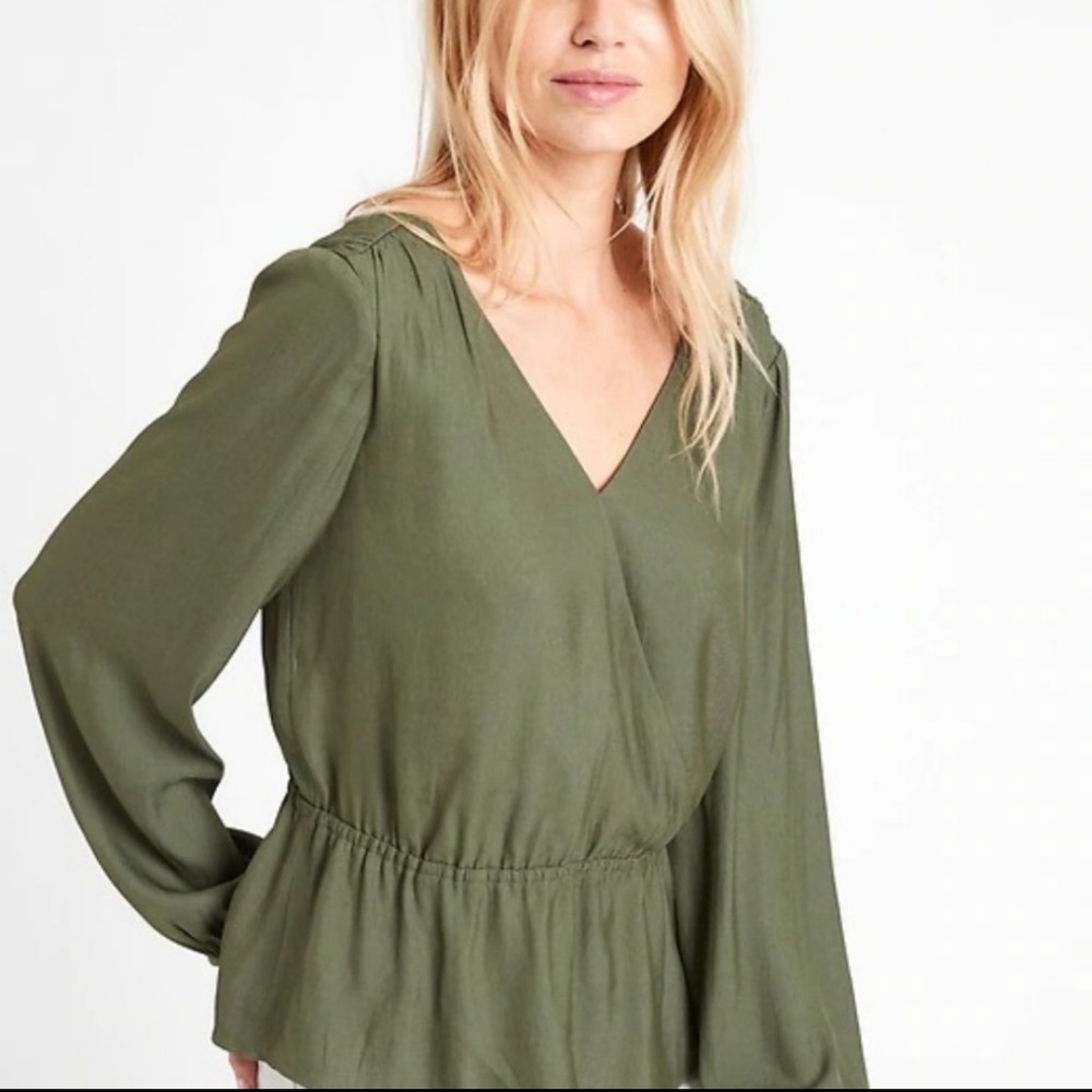 Banana Republic Olive Peplum Blouse